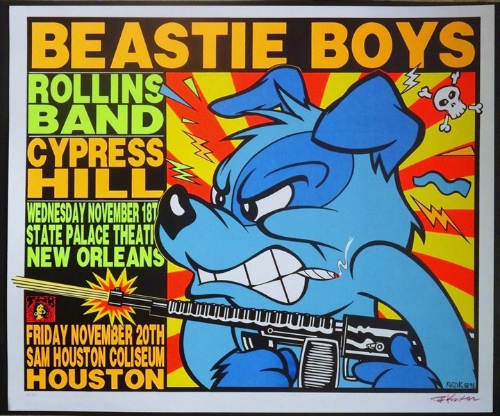 Beastie Boys Rollins Band Kozik 1992 NOLA Houston S/N Poster